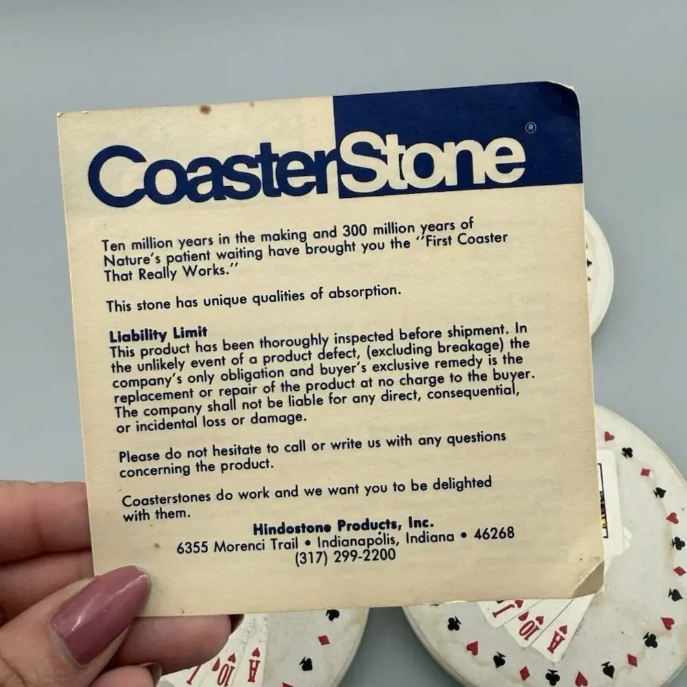 Vintage CoasterStone Playing Cards Stone Coasters Set of 4 With Original Box